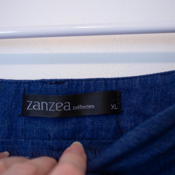 Zanzea Collection Button Front Below Knee Denim Skirt Utility Pockets Blue XL - Picture 6 of 6